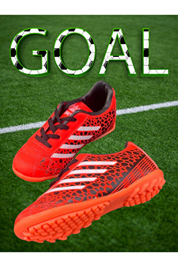 SPORTAÇ Boy's Orange Striped Orthopedic Sole Turf Field Shoes
