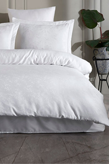 VAROL Liyosel Jacquard Duvet Cover Set Single - Eva White
