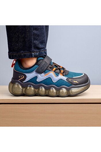 JOJO KIDS Children's Velcro Leather Sneakers, Air Sole, Non-Slip Sole, Orthopedic Full Pad Sole Sneaker