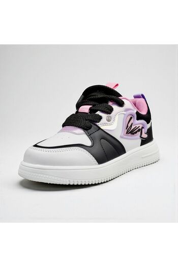 JOJO KIDS Girl's leather sports shoes with velcro and laces, super light sneakers, orthopedic, school sneakers.