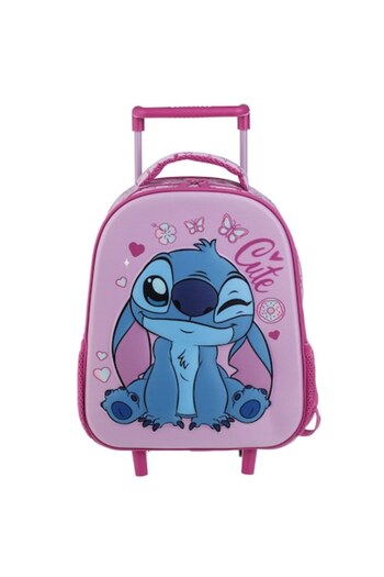 AB HOMES 3D Stitch Pink-Blue Kindergarten Trolley Backpack