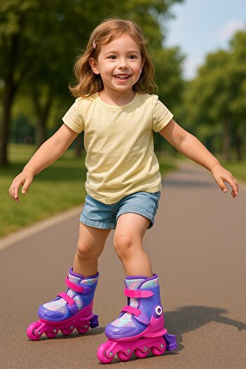 hak-iş oyuncak Rookie Twisty 2in1 Adjustable Roller Skates – Transforming Wheels, Size 29-32, Pink-Purple
