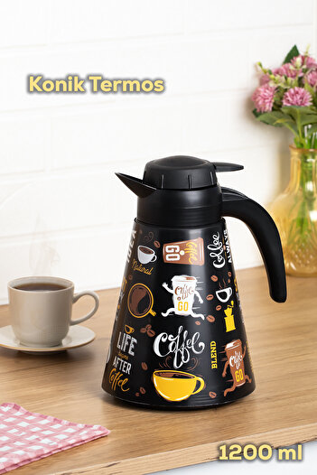 Porsima 161704-006 Patterned 1.2L Conical Thermos Hot and Cold Beverage Storage Thermos