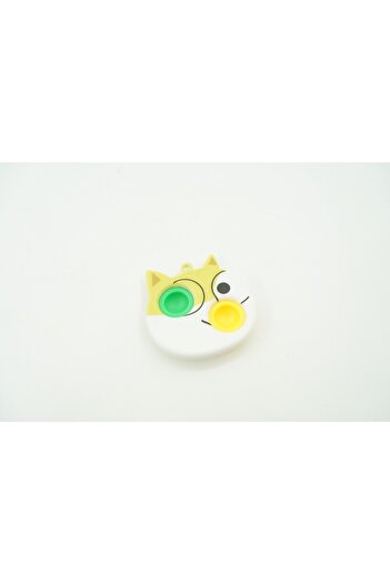 Teo Sensory stress reliever toy, Simple Dimple, Keychain with 2 dots, Kitty, Multicolor
