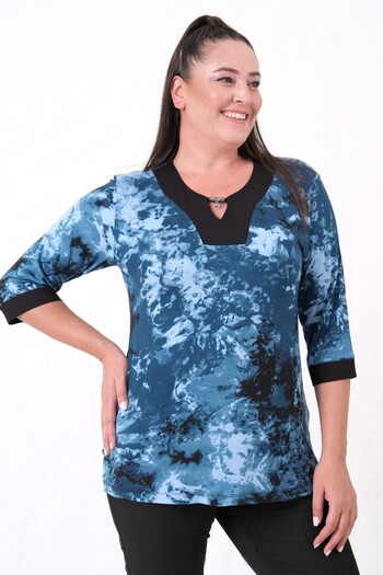 tarzımsüper Plus Size Women's Poor Sleeve Stylish Collar Blouse