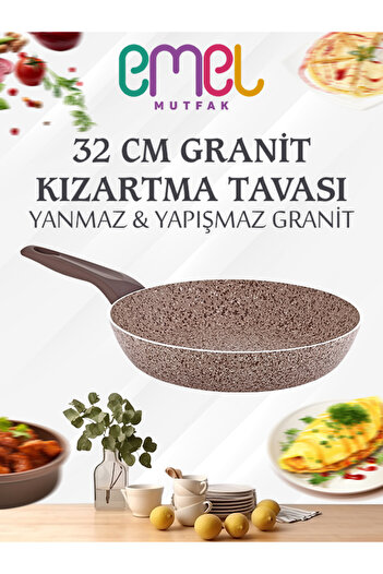 EMEL 32 cm Granite Frying Pan (Beige)