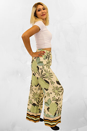 SHE BEST Relaxed Fit Loose Leg Elastic Waist Viscose Fabric Women's Pants