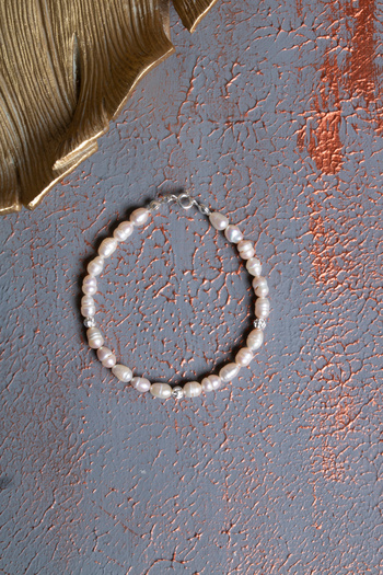 ÇAKRA DOĞAL TAŞ Pearl & Silver Bracelet with Spacer