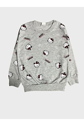 Pajama Shop Girl's 100% Cotton Gray Heart Patterned Long Sleeve Seasonal Pajama Set