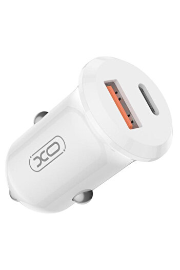 REDz Accessories Încărcător auto, Tip-C și USB, Încărcare rapidă 30W, Alb XO-CC69