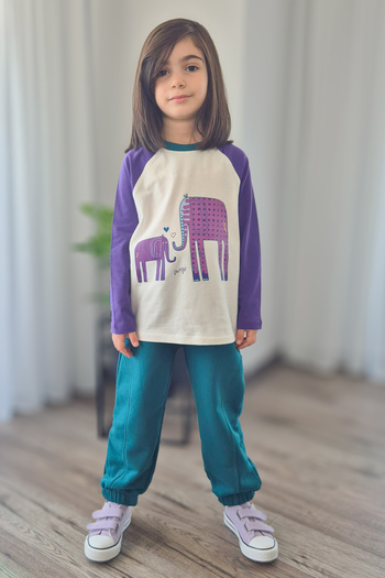 BALKABAĞI Mama Elephant Unisex 2-Piece Winter Children's Tracksuit Set