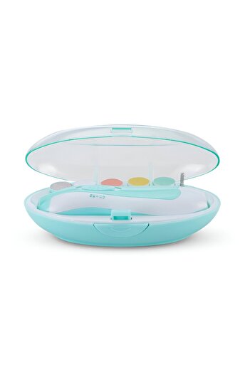 Tim Electric Nail File Set for Babies and Children, Flippy ABS, 6 Accessories, LED Light, Blue White