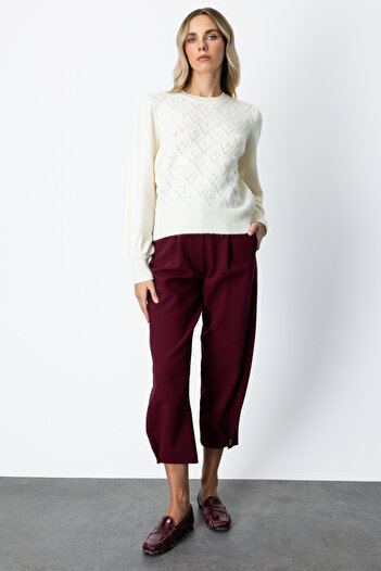 On Fashion On Sim Detailed Pearl Sweater-63316