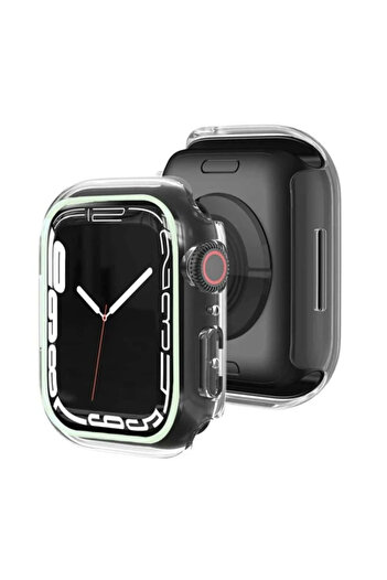 bbtech Clear Neon Detail Case and Screen Protector for Apple Watch Se 3 40mm Compatible Phosphorescent Hard Pc Case