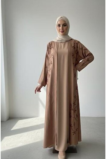 ARDSU Floral Embroidered Slim Summer Plus Size Feraca/Abaya