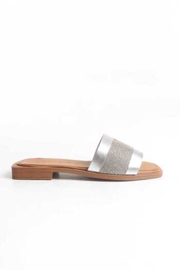 ERNİLA Torre Genuine Leather Women's Slippers with Stones