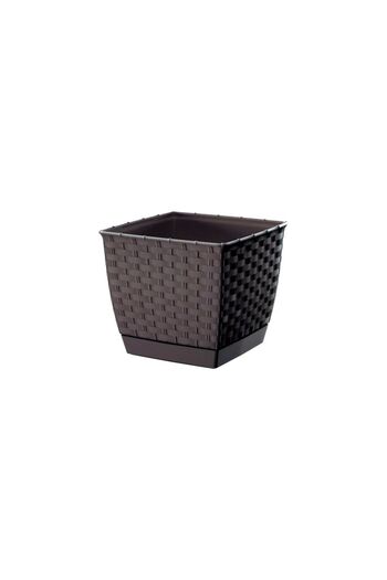 Prosperplast Decorative Planter Ratolla for Flowers, Rattan Imitation, 19×16.2 cm, Black
