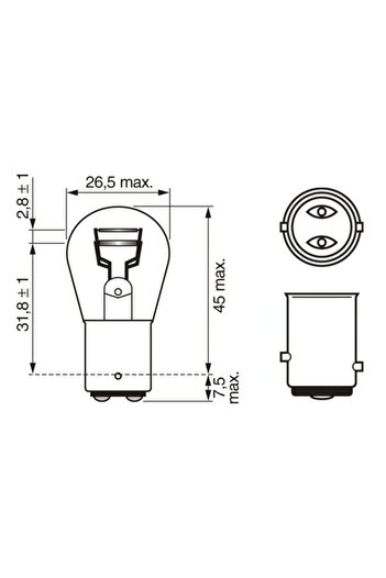Bosch Bulb P21/5W car rear fog lamp 12V 21/5W BAY15d 1987302814 WS, sold in a set of 10