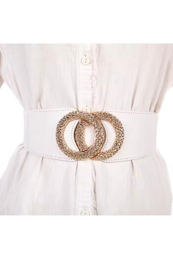 Mynoa Gold Buckle Elastic Women's Belt Coat Belt,