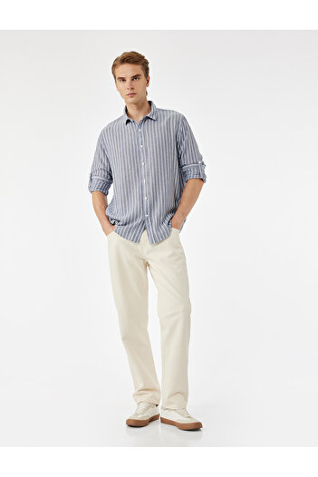 Koton Regular Fit Cotton Classic Collar Long Sleeve Shirt