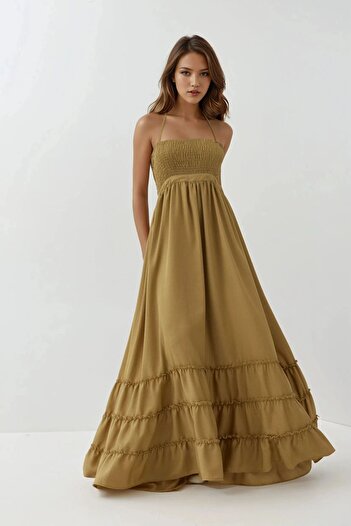 Hiccup Square Neck Textured Maxi Dress