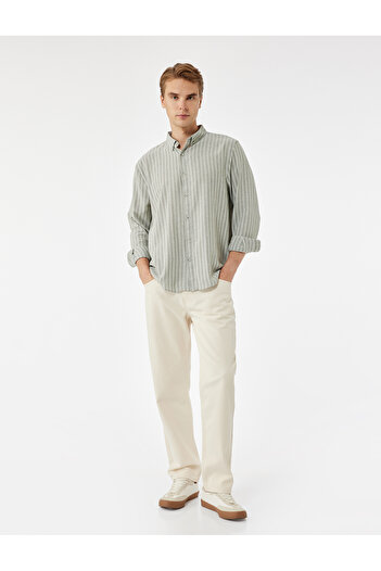 Koton Button-Down Collar Cotton Regular Fit Long Sleeve Shirt