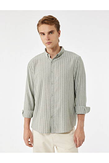 Koton Button-Down Collar Cotton Regular Fit Long Sleeve Shirt