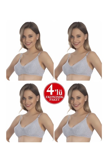 Ebru 4-Pack Luxury Combed Cotton Interlaced Gathered Sponge Bra Without Underwire (Wireless) 41301