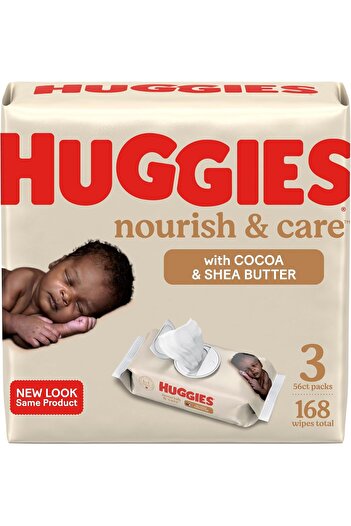 Huggies Baby Wipes, Scented, Nourish & Care Baby Diaper Wipes, 56 Count,Pack of 3 Flip-Top Packs (168 Wipes)