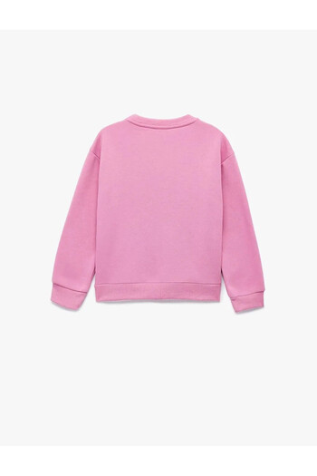 Koton Crew Neck Raised Printed Pink Girls' Sweatshirt 6Wkg10108Ak