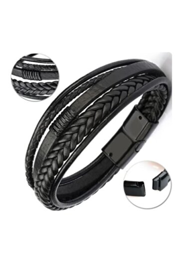 OEM Black Leather Bracelet 20.5 cm