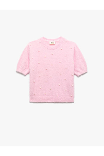 Koton Pearl Bead Detail Short Sleeve Crew Neck Knitwear Sweater