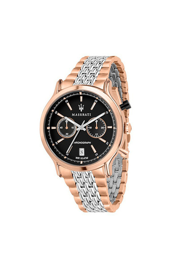 Maserati Men's watch, R8873638005 Cron black matte br ss+rg time