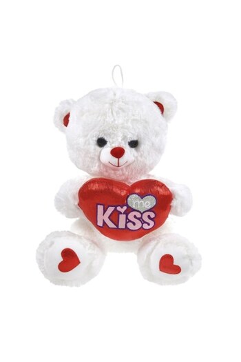 OEM White Plush Teddy Bear with Red Heart Kiss Me 30cm