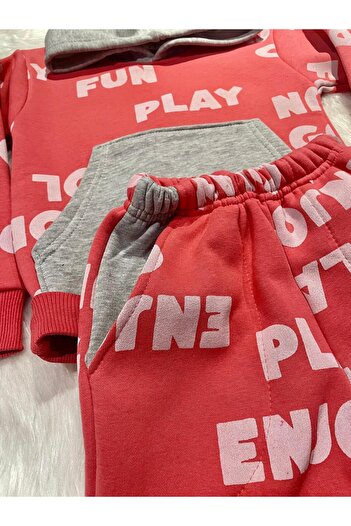 Burç 3-Piece Hooded Winter Combed Cotton Children's Tracksuit Set