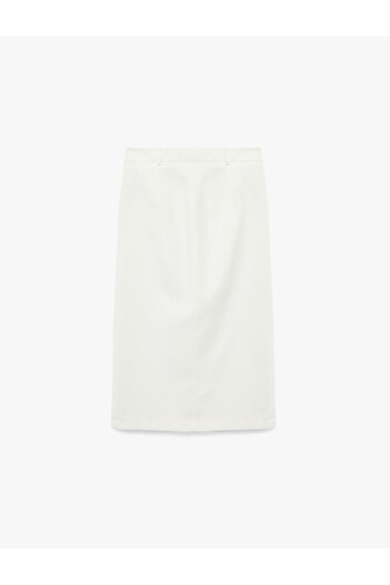 Koton Standard Waist Pocket Slit Detailed Midi Buttoned Pencil Skirt