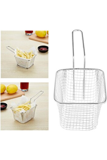 safestore 2-Piece French Fry Serving Set Mini Nugget Chicken Serving Basket Stainless Steel Serving Presentation Set