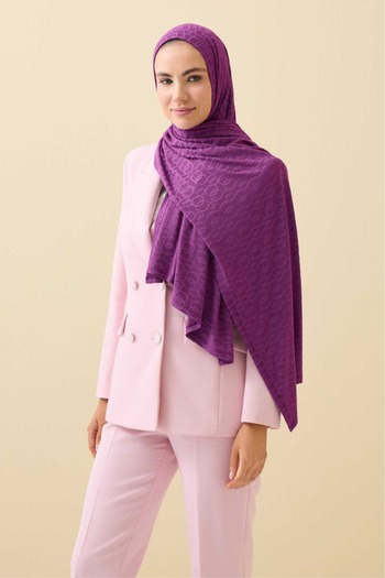 Imannoor Zincir Jakar Purple Supreme Shawl 70X180