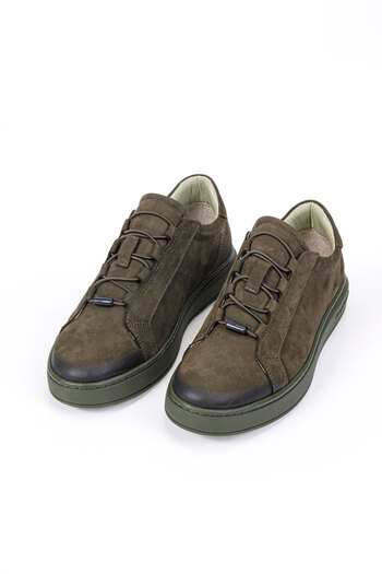 Vantaggio Jota Haki Nubuck 100% Genuine Leather Men's Sneaker Shoes