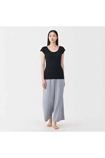 Muji Cotton Ribbed French Sleeve T-Shirt