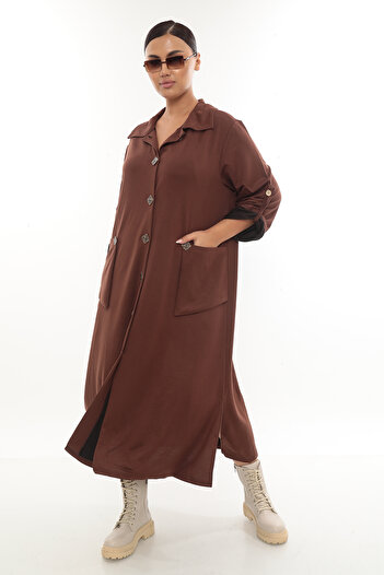 THE CABIN Plus Size Long Dress – Stylish Button Detailing, for Everyday Wear and Special Occasion Outfits