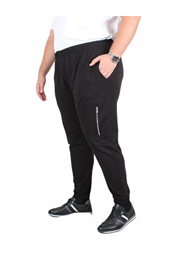 MocGrande Pantaloni de trening clasici de mărime mare cu fermoar vertical 25501 NEGRU