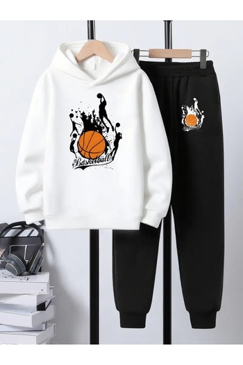 Cevval Children's Printed Hooded Sweatshirt and Sweatpants Set 3 Thread Raster for Autumn/Winter