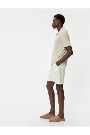 Koton Bermuda Shorts Chino with Pockets and Leg Detail Linen Blend