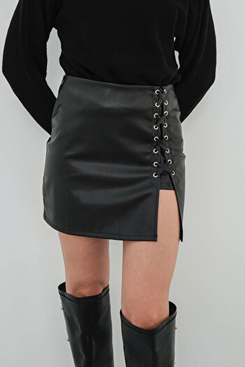 bacc Black Eyelet Detailed Skirt Bchn-25262028