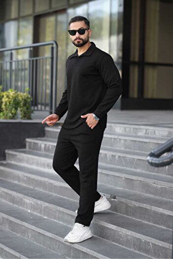 MFZ Giyim Honeycomb Bottom Top Pants and Lapel Collar Erkrk Sweat Set