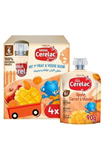 Cerelac Apple Carrot And Mango Puree Pouch 4 x 90g