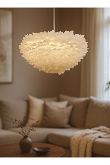 HAMER Modern White Feather Chandelier 400mm