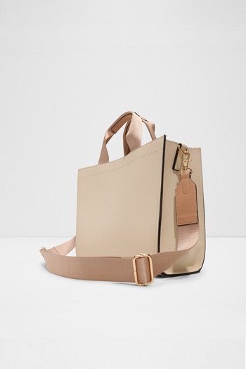 Aldo Mtl72Bag - Women's Medium Size White Shoulder and Hand Bag with Removable Pouch and Detachable Woven Strap