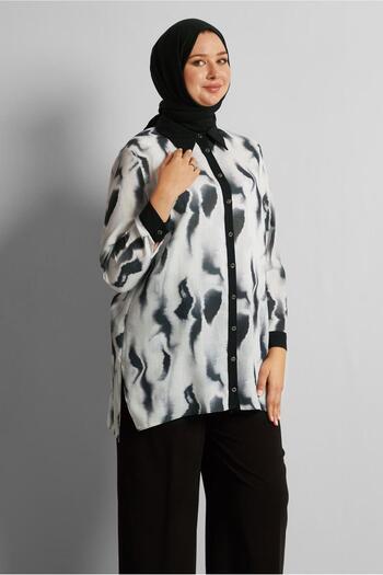 Alvina Patterned Large Size Pants Suit 20706